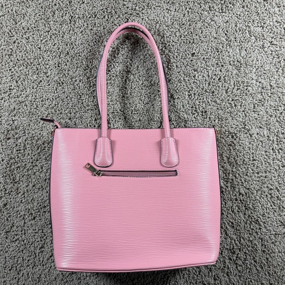 FAUX Michael Kors Pink Textured‎ Leather Tassel Tote Gold purse hand bag Barbie - Picture 3 of 8